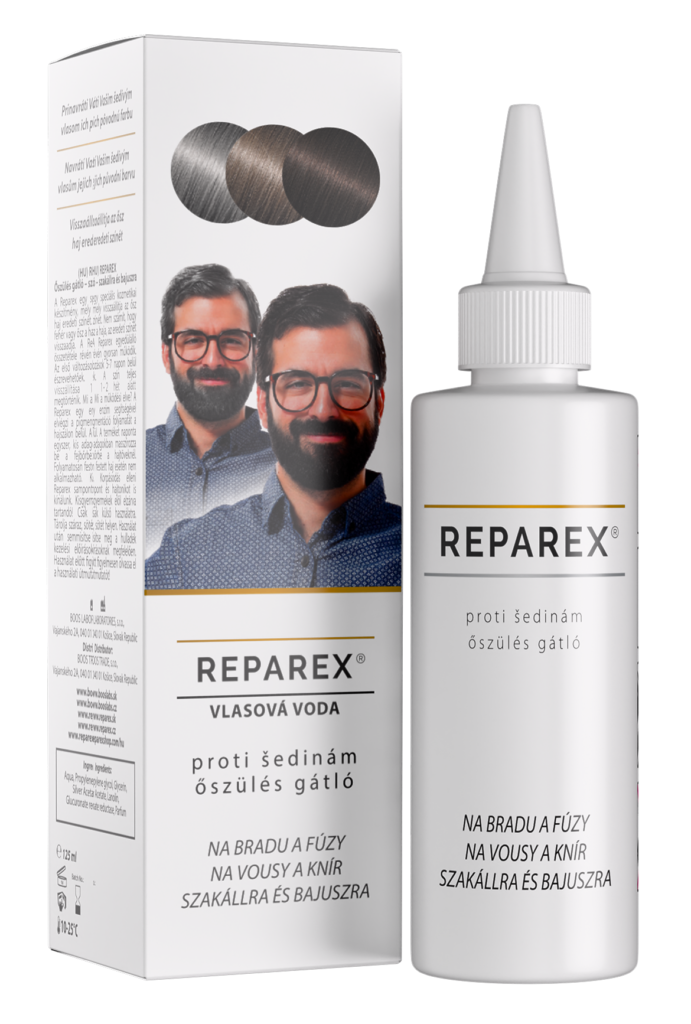 Reparex na vousy a knír – originální produktové balení.